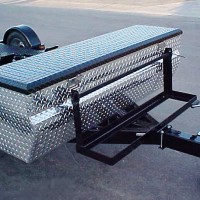 Custom Built Motorcycle Trailer with Mesh Deck and Custom Box - Shadow Trailers